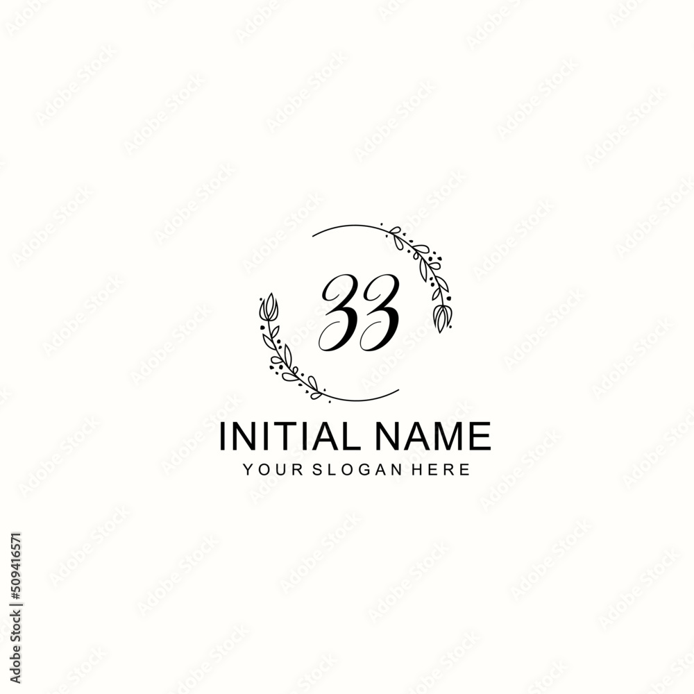 Initial letter ZZ handwriting with floral frame template
