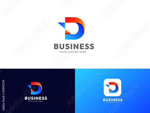 Letter D abstract logo set with geometric gradient design Free Download Letter D abstract logo set with geometric gradient design - GFXLoad