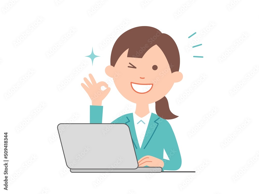 パソコン検索で、OKを出すビジネスウーマン