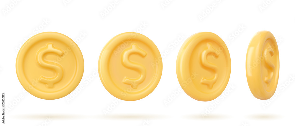 3D Gold coins. 3d render realistic vector icon 3D Gold coins. 3d render realistic vector icon