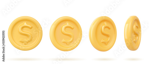3D Gold coins. 3d render realistic vector icon