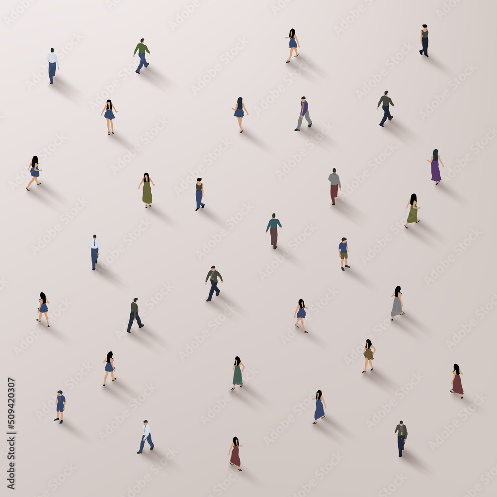 Large group of people on white background. People flat style  crowd concept. Vector illustration
