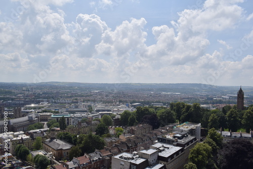 Aerial view of Bristol city during sunny day with sky and clouds © Gosia