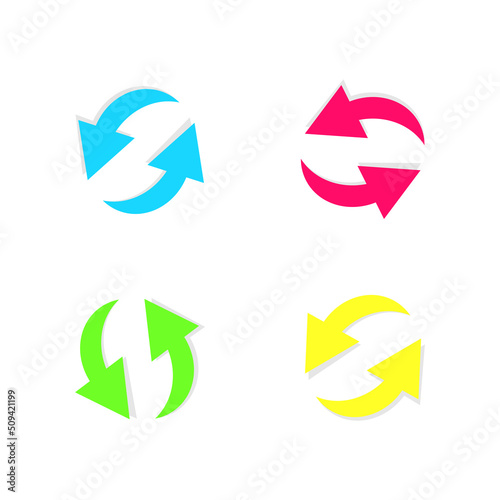 Arrow right icons set. Color arrow symbols. Collection curved arrows. Modern flat simple arrows isolated. jpeg image illustration graphic elements. symbol recykling 
