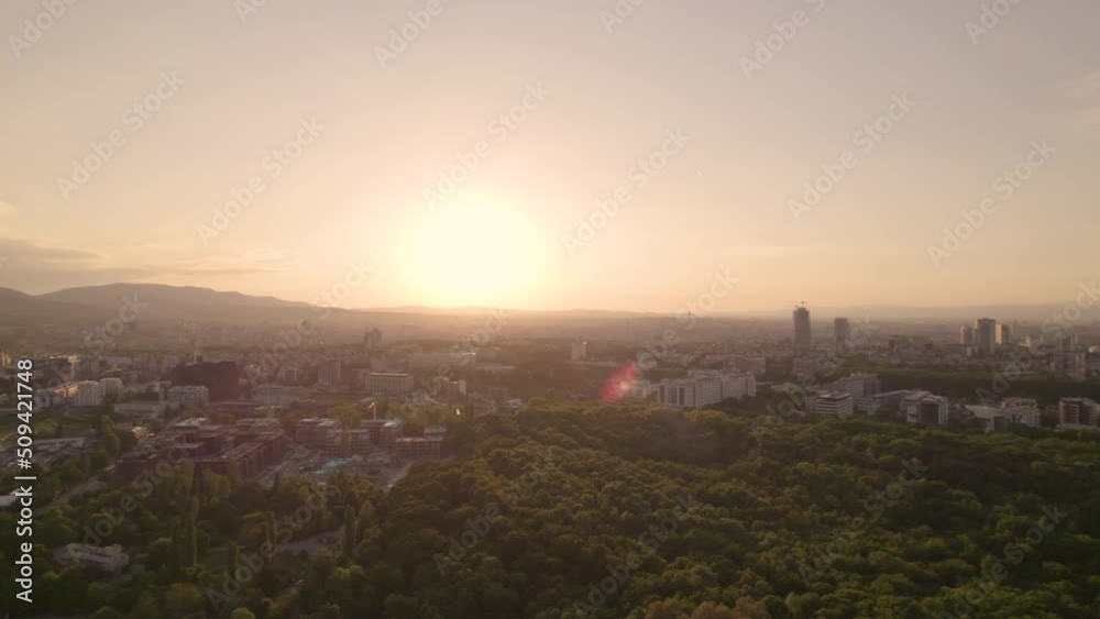 Aerial drone view of park and district in Sofia, Bulgaria Aerial drone view of park and district in Sofia, Bulgaria