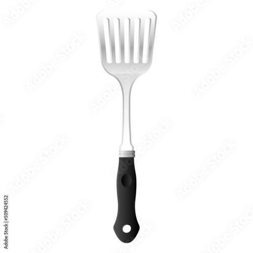 Cartoon kitchenware cultery stainless spatula with holes gray gradient color