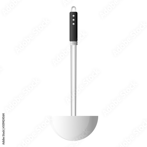 Cartoon kitchenware cultery stainless soup ladle gray gradient color