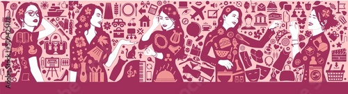 The world of a woman, things, dreams, joys. Beauty and happiness of young girls.