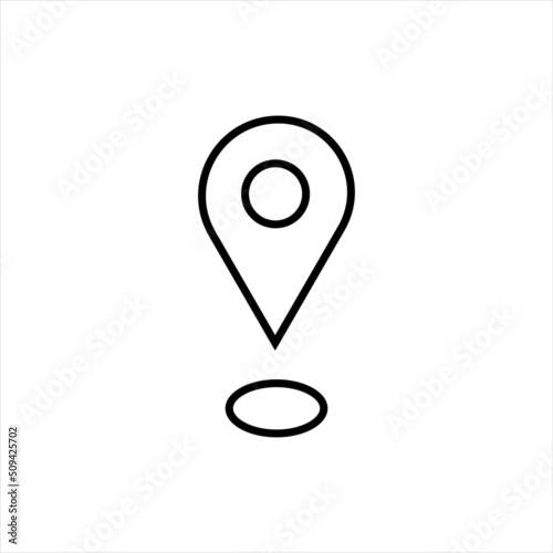 Location mark place thin line black line icon. Landmark concept. Trendy flat isolated symbol, used for: illustration, outline, logo, mobile, app, emblem, design, web, dev, ui, gui, ux. Vector EPS 10