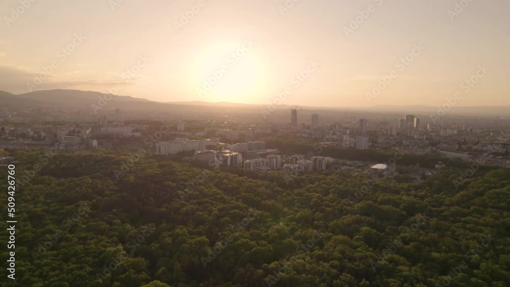 Aerial landscape of suburban area with city park in Sofia, Bulgaria Aerial landscape of suburban area with city park in Sofia, Bulgaria