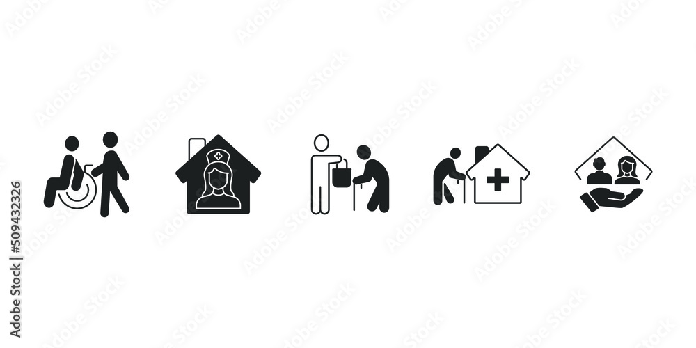 Eldery care icons symbol vector elements for infographic web Eldery care icons symbol vector elements for infographic web
