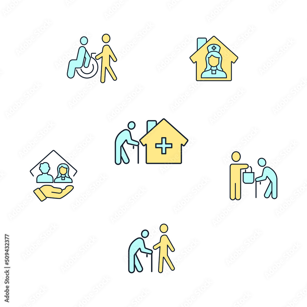 Eldery care icons symbol vector elements for infographic web Eldery care icons symbol vector elements for infographic web