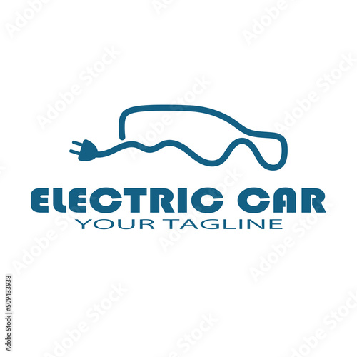 eco car and electric green car technology icon logo vector.