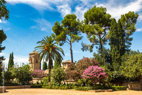 Gardens in Alhambra palace in Granada photo