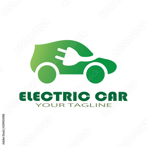 eco car and electric green car technology icon logo vector.