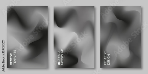 White and grey gradient template background. Geometric patterns. Set of modern creative design. Gray gradient covers collection for brochures, posters, banners, flyers and cards. Vector illustration