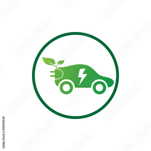 eco car and electric green car technology icon logo vector.