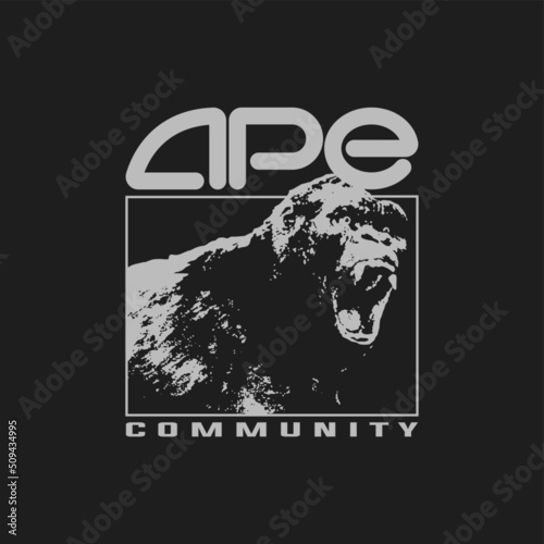Ape vector T shirt design. Gorilla vector T shirt design. Download it now	