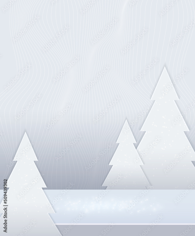 custom made wallpaper toronto digitalVector stage white Christmas wave pattern background with creative tree for design