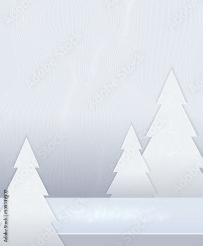 Wallpaper Mural Vector stage white Christmas wave pattern background with creative tree for design Torontodigital.ca