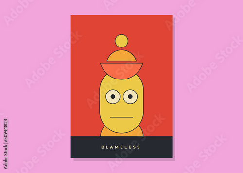 BLAMELESS flat poster art, minimal character design. Vector, Illustration