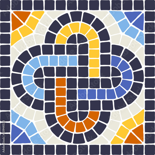 Ancient mosaic tile pattern. Decorative antique stone ornament.