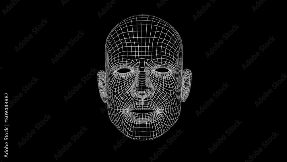 VJ loop. Video for nightclub. 3D grid animation for the show. Speaking human head.