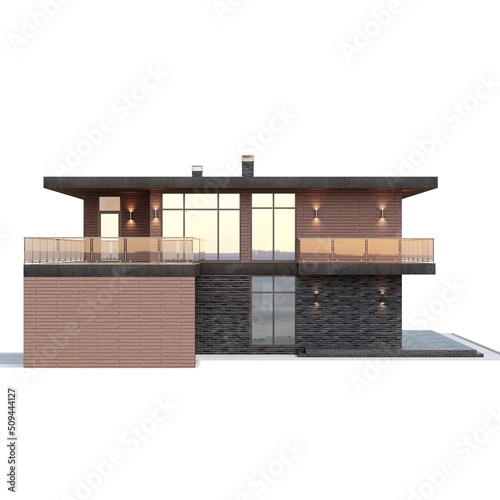 3d render of a modern house with a flat roof