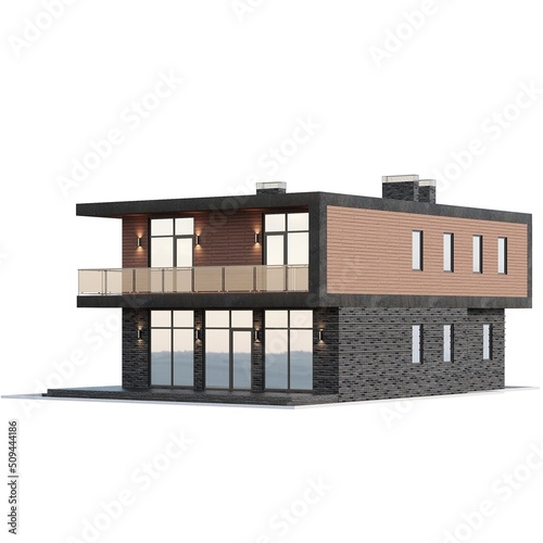 3d render of a modern house with a flat roof