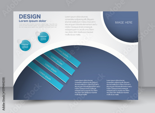 Flyer, brochure, billboard, magazine cover template design landscape orientation for education, presentation, website. Blue color. Editable vector illustration.