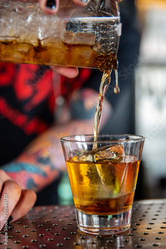 whiskey cocktail pour shot