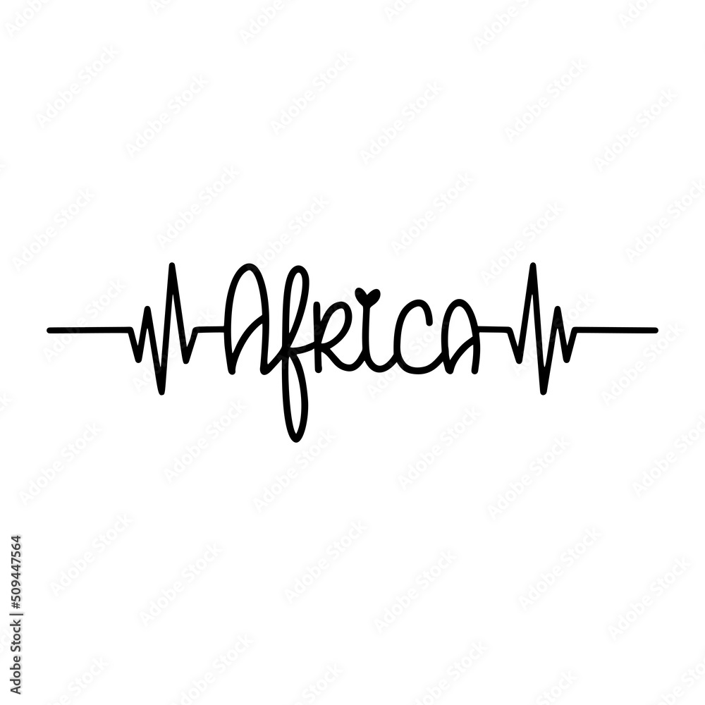 Juneteenth. Heartbeat with hand drown quote Africa. Juneteenth. Heartbeat with hand drown quote Africa.