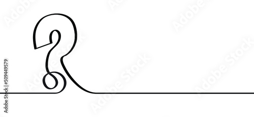 Cartoon one line continuous question mark. Vector drawing pictogram or symbol. FAQ, asked questions. Business concept. line pattern