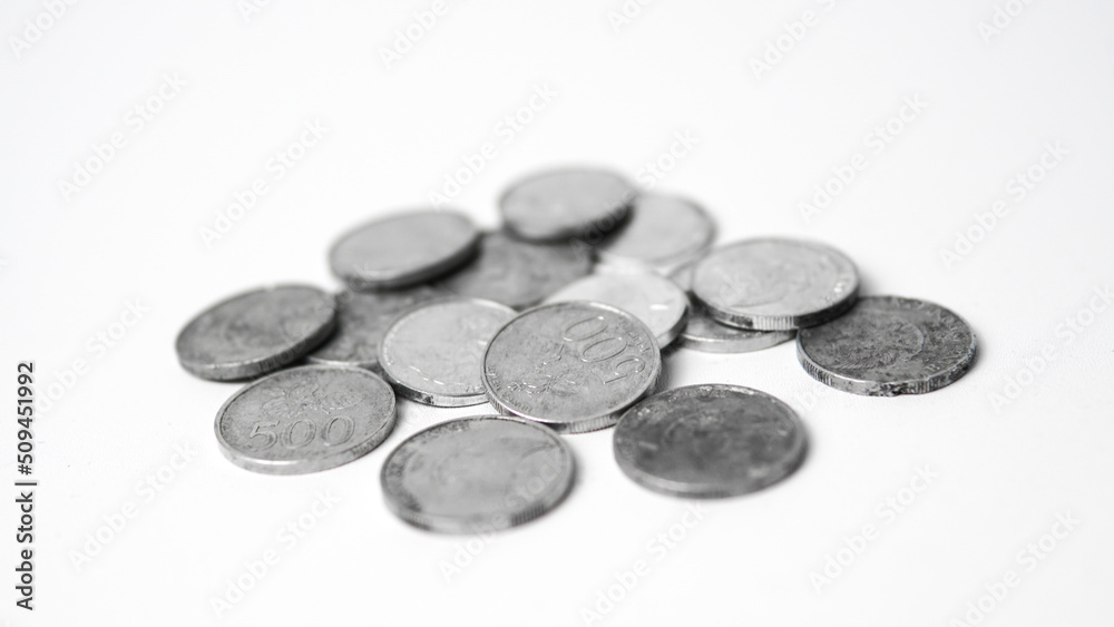 Collection of coins on a white background Collection of coins on a white background