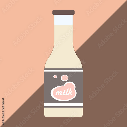 Icon of chocolate milk in a bottle. World milk day. Milk package design almond, soy, coconut, oatmeal, rice. Concept for product of milk. Vector best premium illustration.