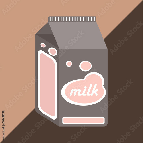 Icon of chocolate milk in a package. World milk day. Milk package design almond, soy, coconut, oatmeal, rice. Concept for product of milk. Vector best premium illustration.