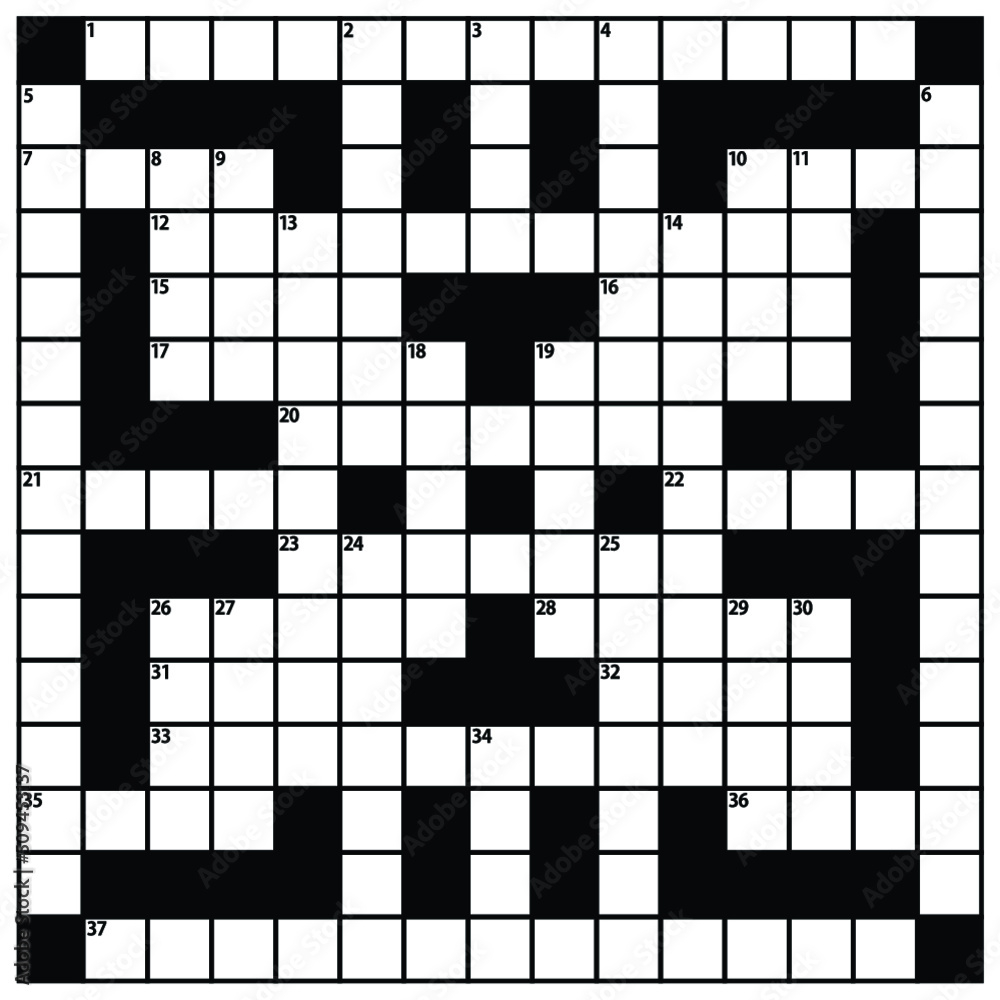 Square crossword puzzle vector illustration. Americanstyle crossword