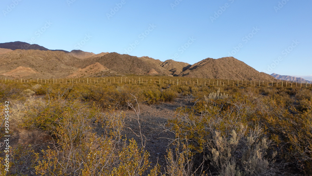 landscape, mountains in the background. Desert climate. Andes mountain range landscape, mountains in the background. Desert climate. Andes mountain range