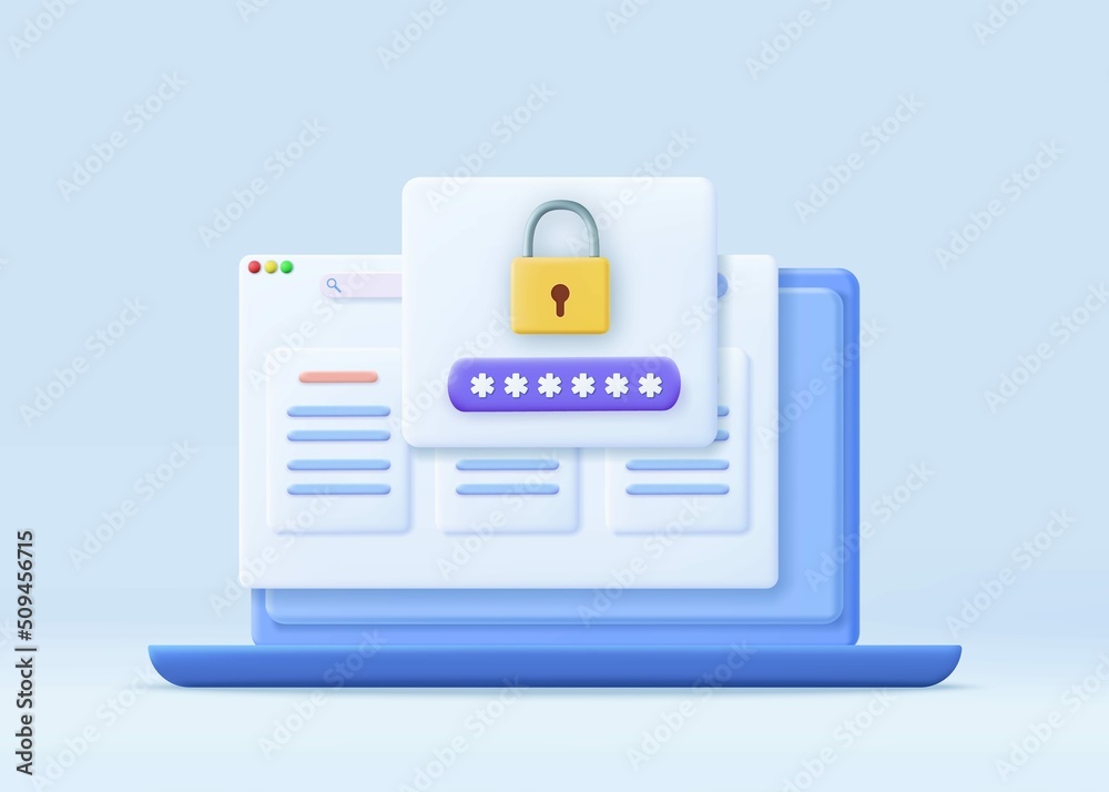 3d Password security access website notice 3d Password security access website notice