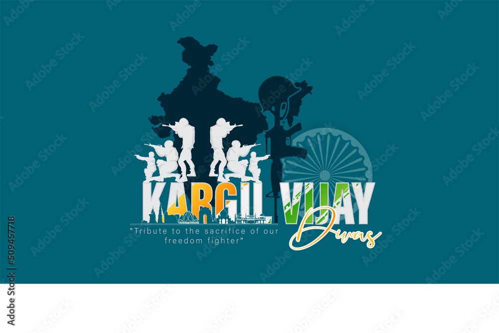 illustration of silhouettes of soldiers abstract concept for Kargil Vijay Diwas, banner or poster. Vector illustration