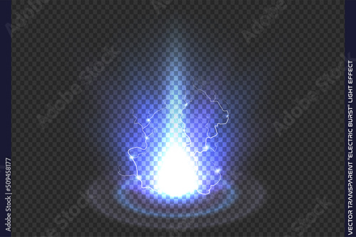 Fotobehang Vector blue power energy explosion light effect isolated on transparent background