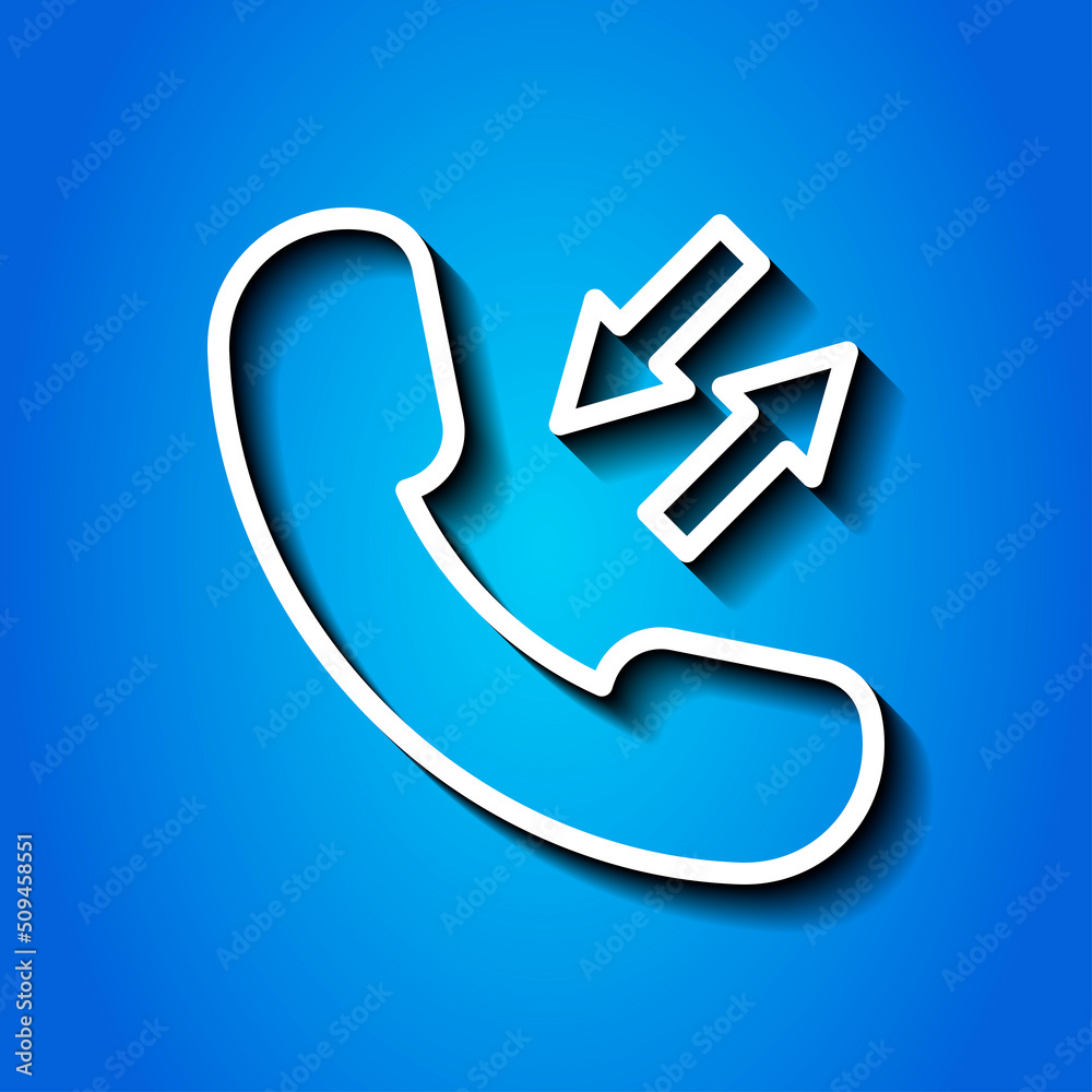 Call simple icon, vector. Flat design. White icon with shadow on blue background.ai Call simple icon, vector. Flat design. White icon with shadow on blue background.ai