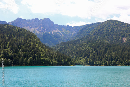 alpine panorama in the FRIULI Region and the beautiful LAKE SAURIS in Northern Italy © ChiccoDodiFC