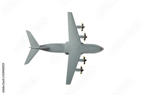 Isolated on white A400M army air transporter top view photo