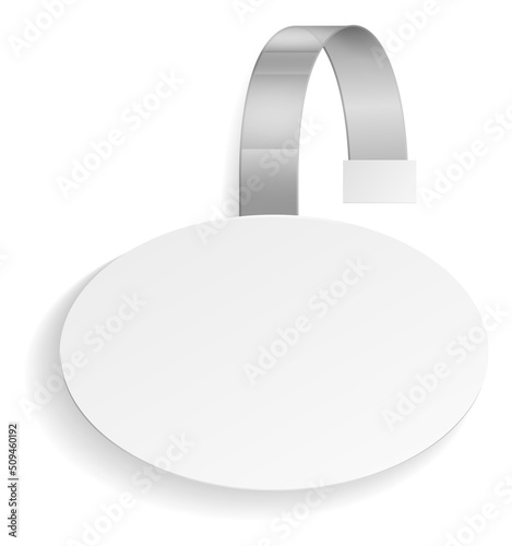 Store shelf promo tag. Bend white wobbler