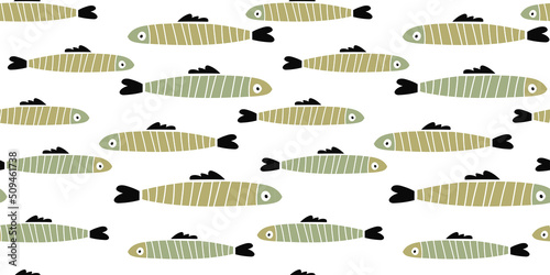 Flat simple colorful funny cute seamless pattern with a fish . For printing baby textile, fabrics, design, decoration, gift wrapping, paper, baby shower, greeting card, notepad, scrapbooking