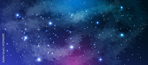 Realistic galaxy background with clouds and stars