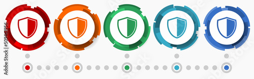 Shield, protection, security concept concept vector icon set, flat design pointers, infographic template