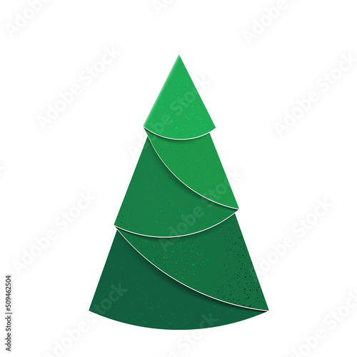 Glitter textured paper Christmas Tree. Green origami fir.