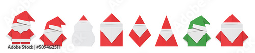 Paper folded Santa. Origami Santa Claus ornament.